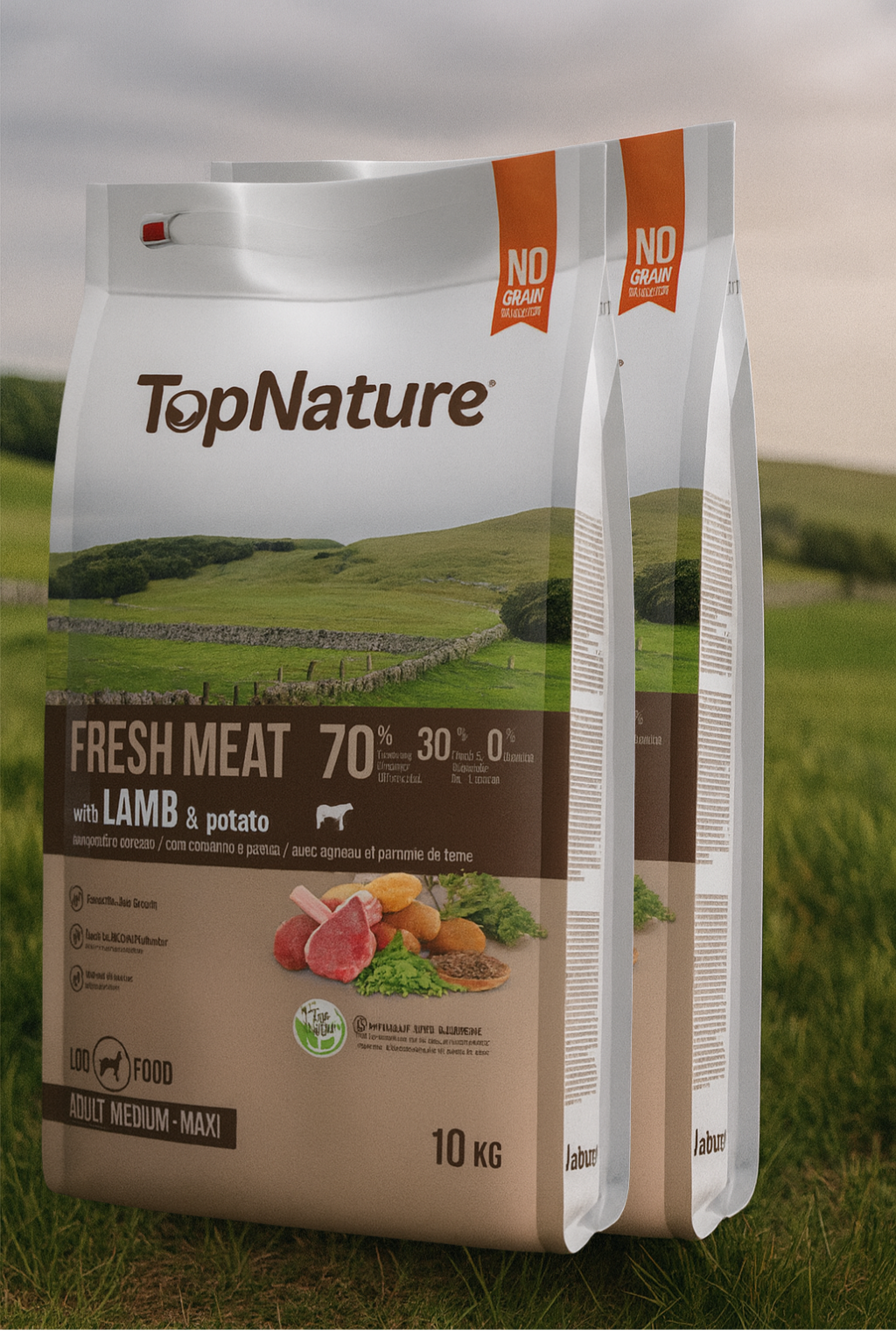 🌿 TopNature Fresh Meat Cordero Patata y vegetales– 10 kg 🐑✨+Comedero Antivoracidad Azul (Nobleza) Gratis