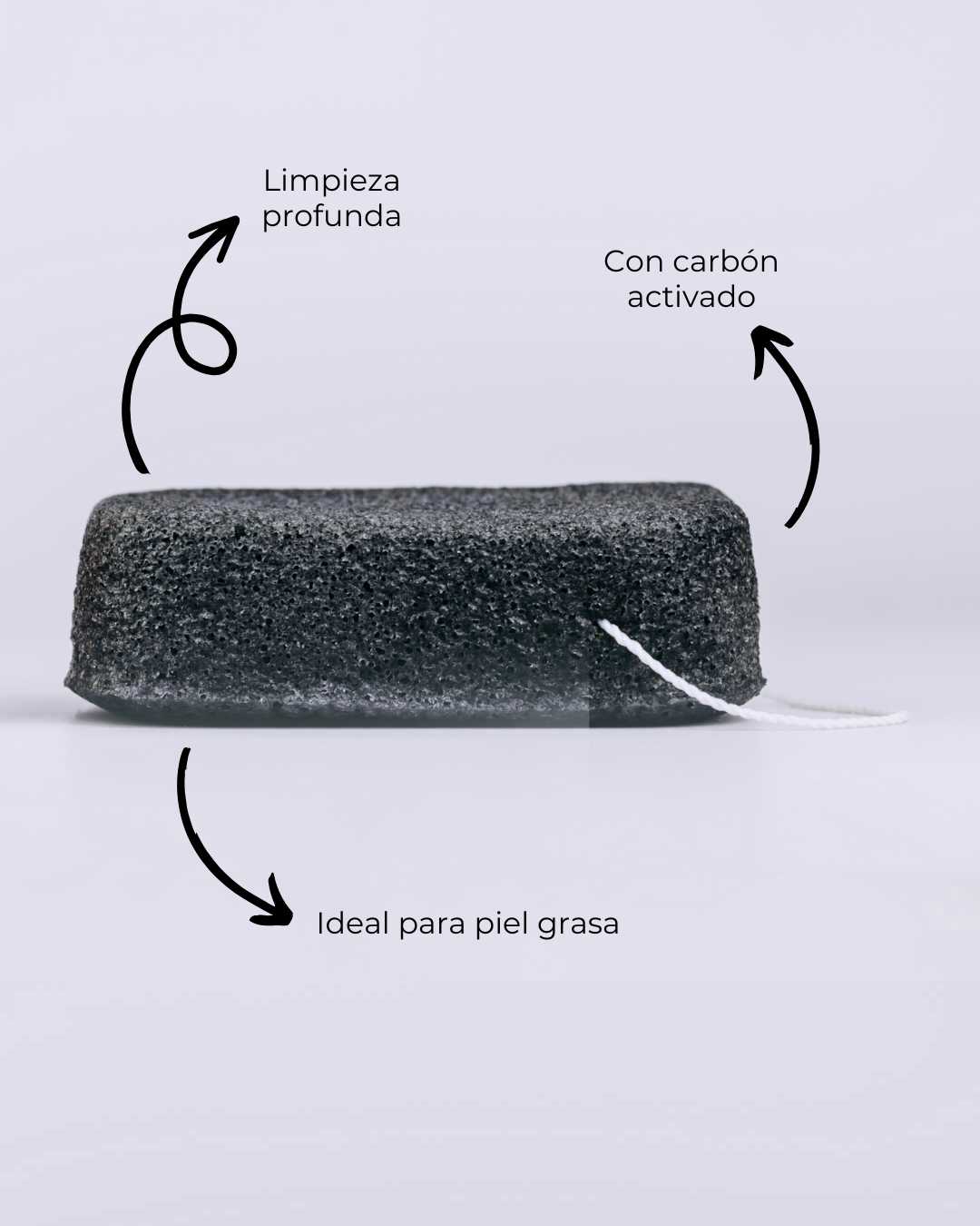 Esponja Konjac Corporal Piel Grasa con Carbón