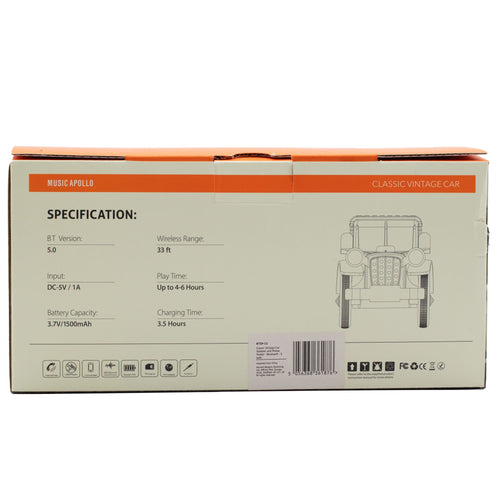 Altavoz clásico para coche vintage y soporte para teléfono - Bluetooth - 5 vatios